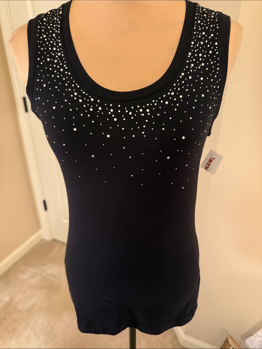 Sleeveless Black Studded Scoop Neck Tank Top